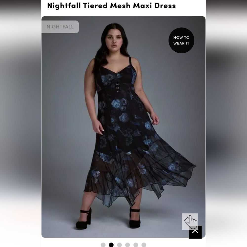 💖NWT💖 Torrid Size 3 Tiered Mesh Maxi Dress with Blue Floral Print